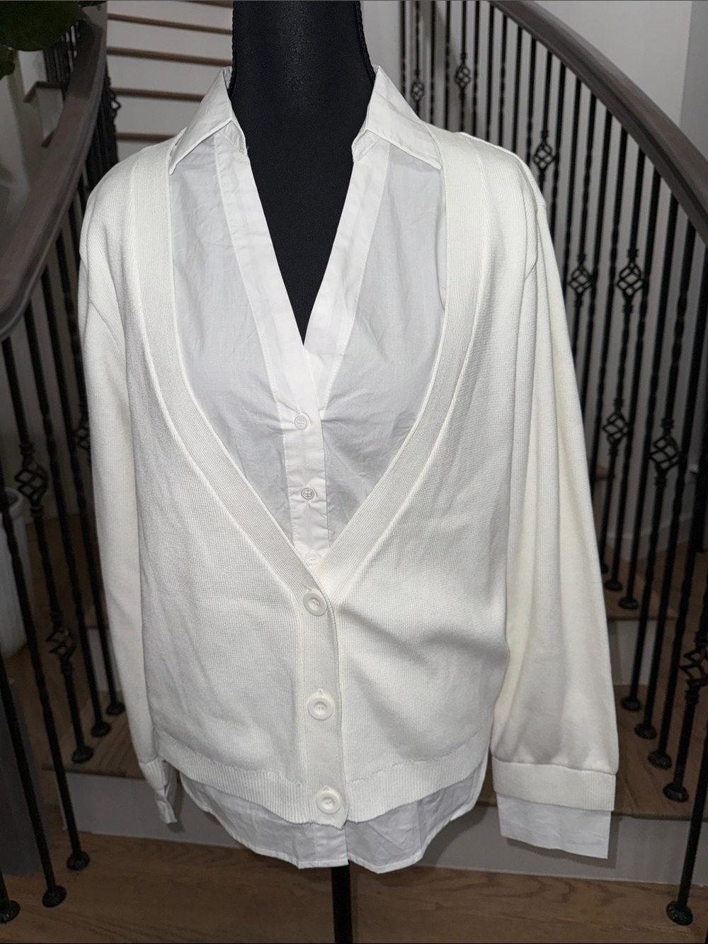 NWT English Factory Classic White Button Shirt Cardigan Pair